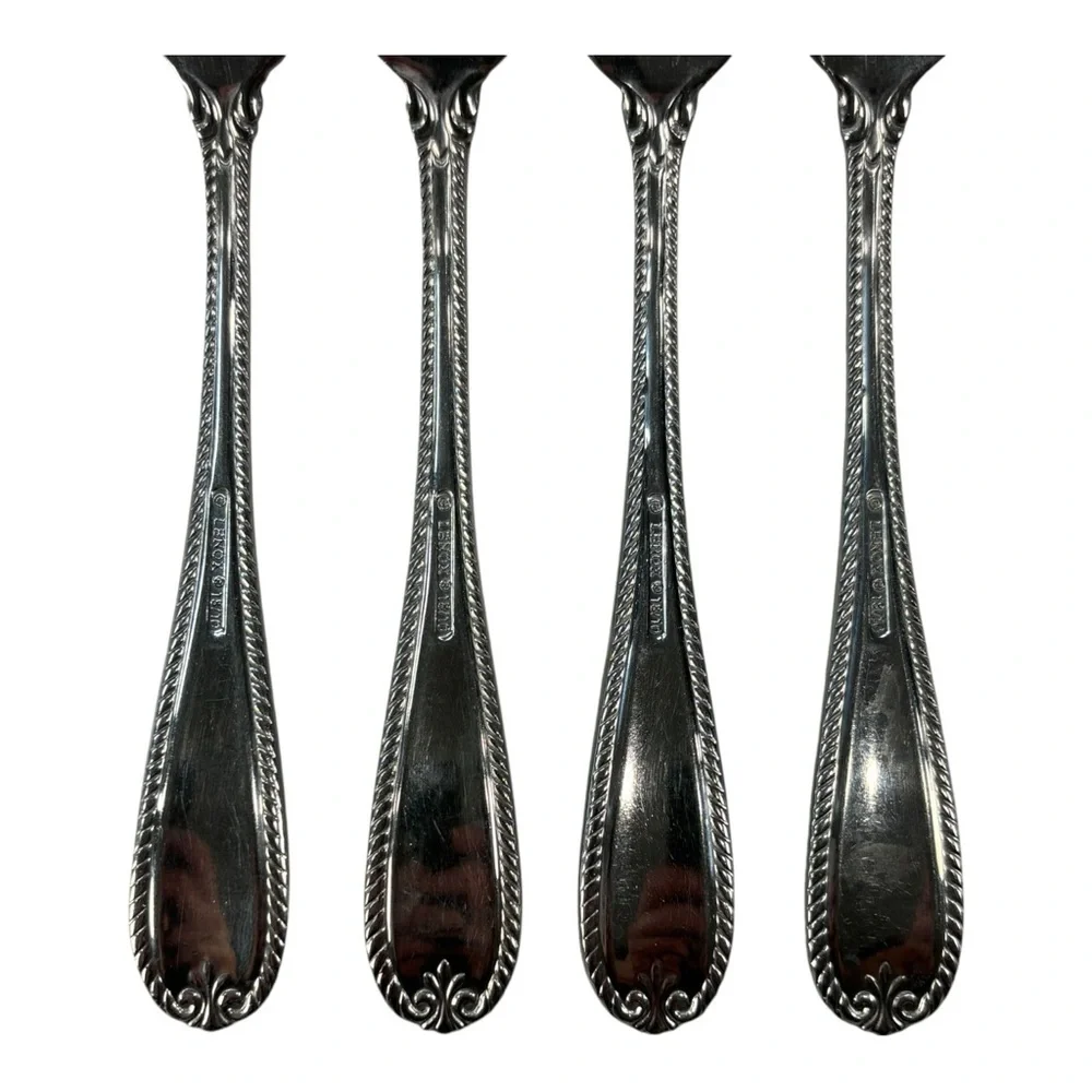 4 - Lenox Tudor Bead Augusta Dinner Forks 18/10 Stainless Steel Flatware
